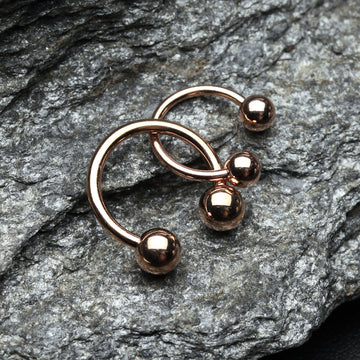 Detail View 1 of Rose Gold Plated Basic Horseshoe Circular Barbell